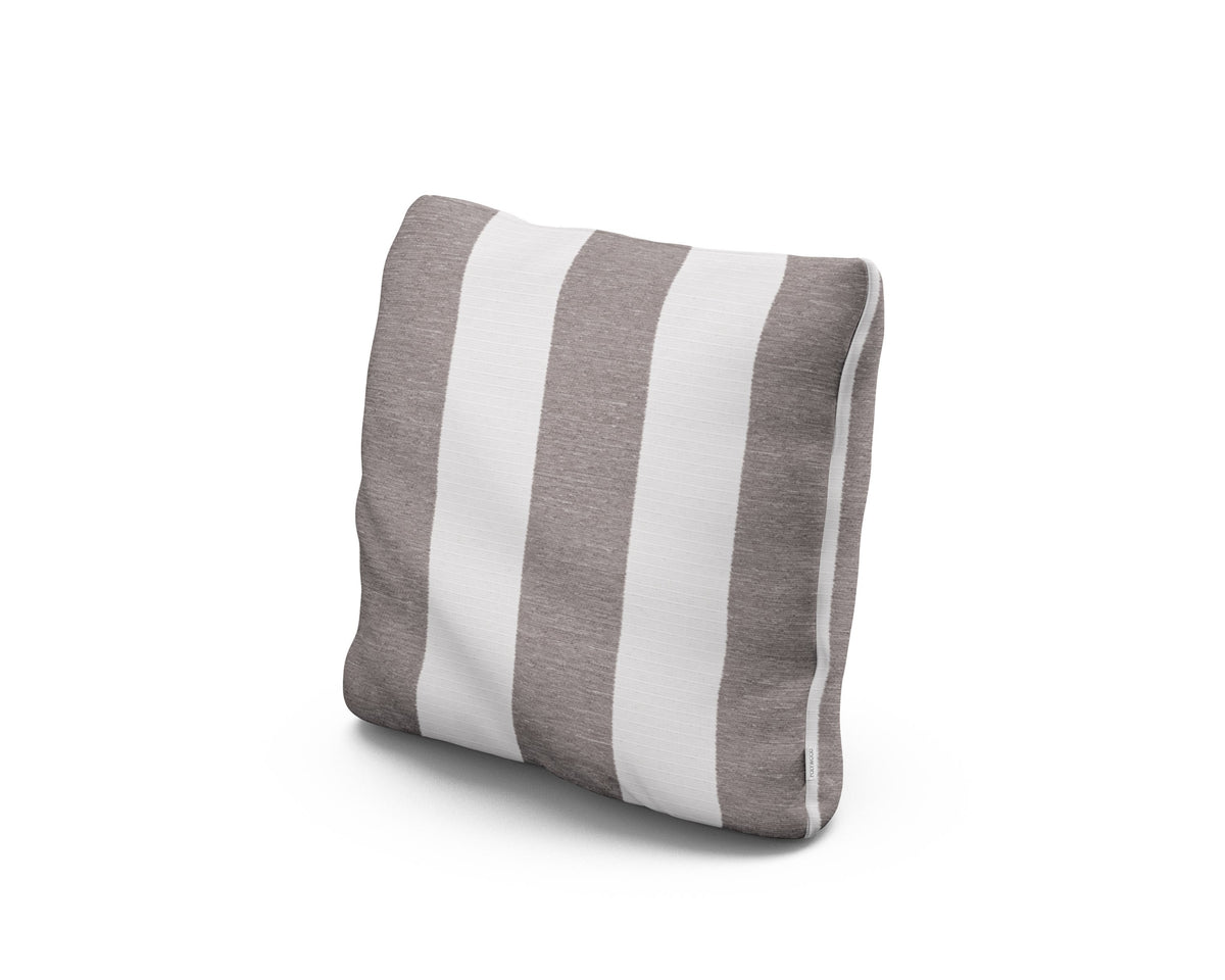 POLYWOOD 16" Outdoor Throw Pillow in Cabana Stripe Grey Mist