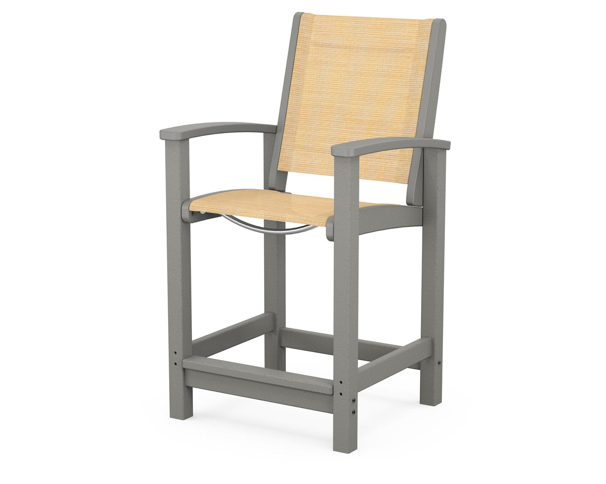 POLYWOOD Coastal Counter Chair in Slate Grey / Dupioni Apricot