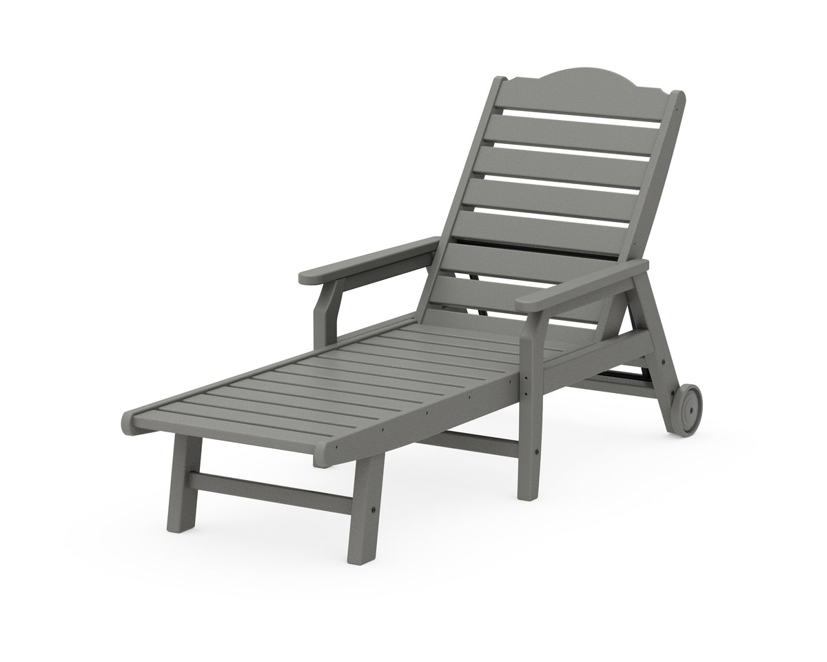 POLYWOOD Savannah Chaise with Arms and Wheels in Slate Grey