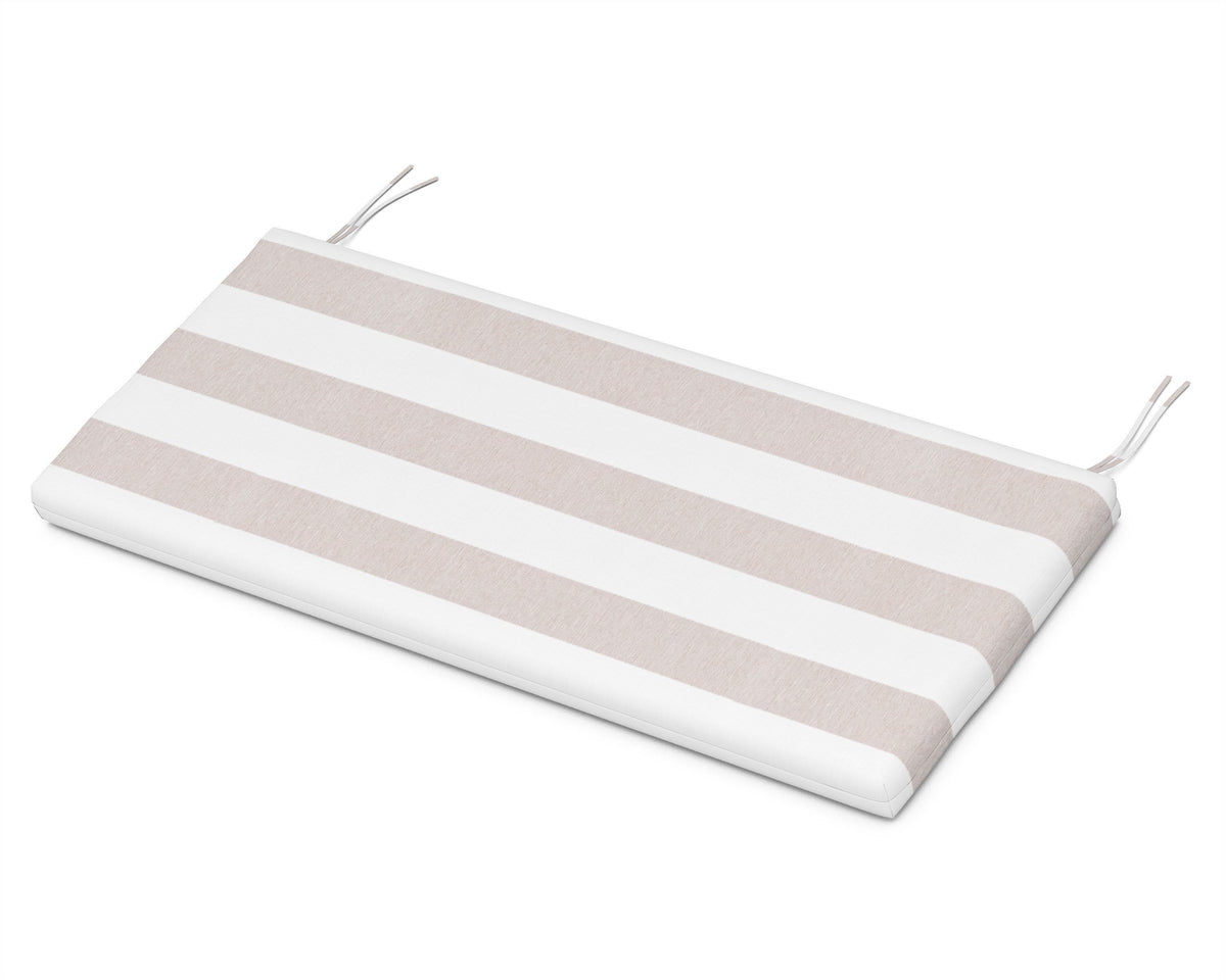 POLYWOOD Bench Seat Cushion - 18.5"D x 43.5"W x 2.5"H in Cabana Stripe Dune Burlap