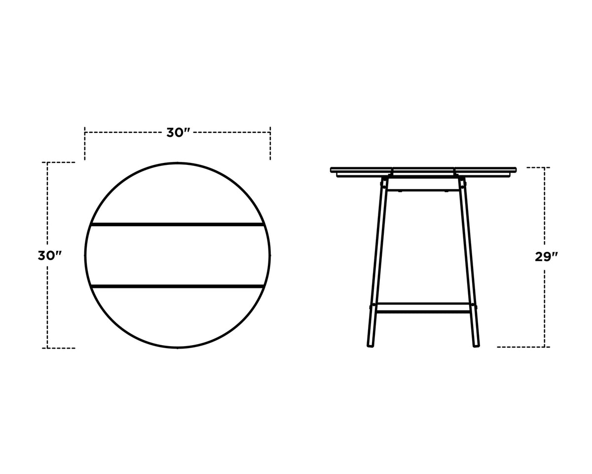 POLYWOOD Studio 30" Round Bistro Table dimensions