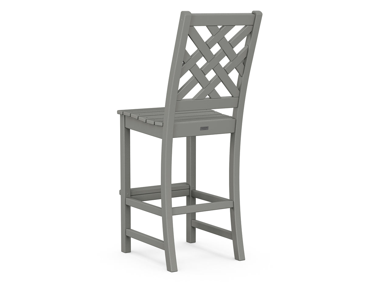 Additional angle of the POLYWOOD Wovendale Bar Side Chair in Slate Grey