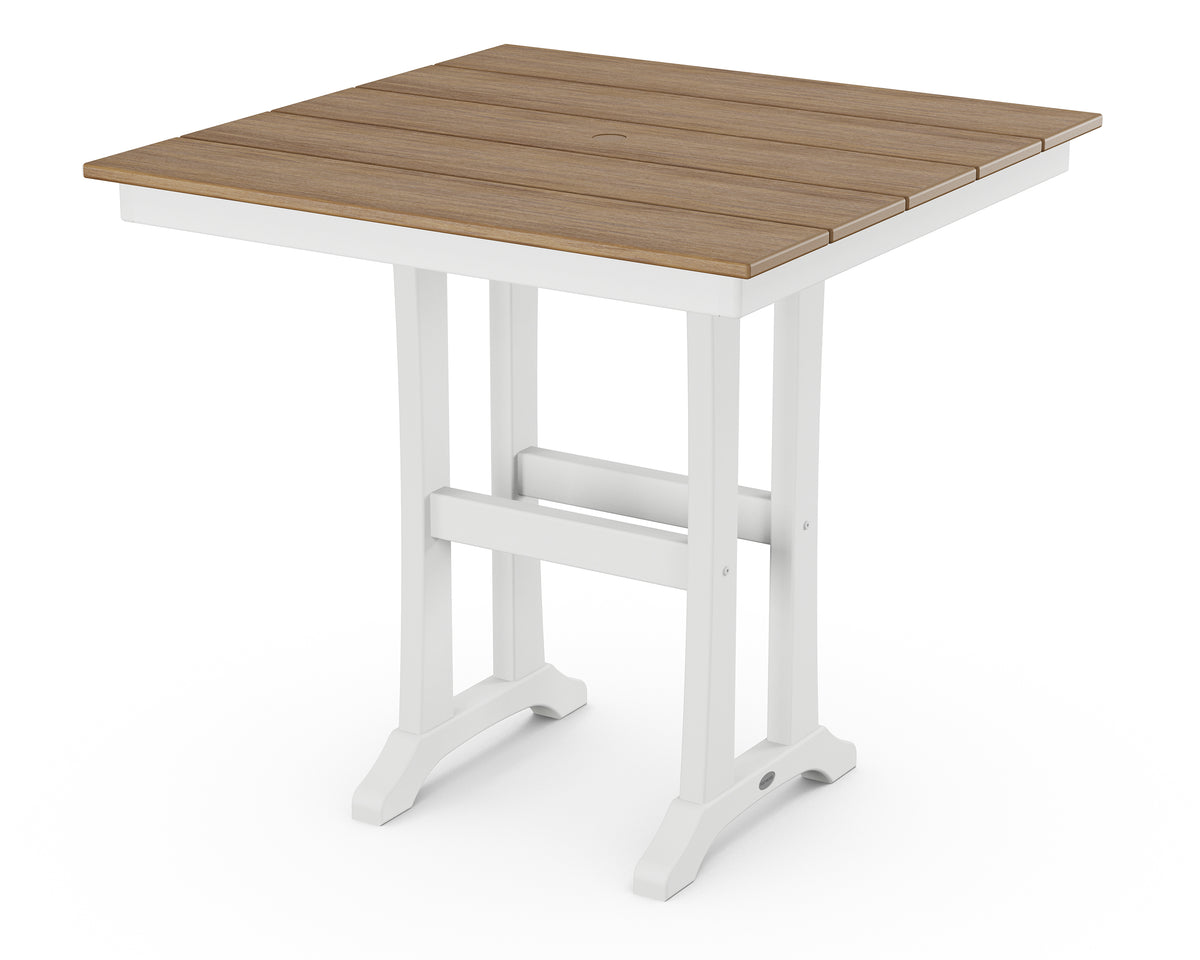 POLYWOOD Farmhouse Trestle 37" Counter Table in White / Natural