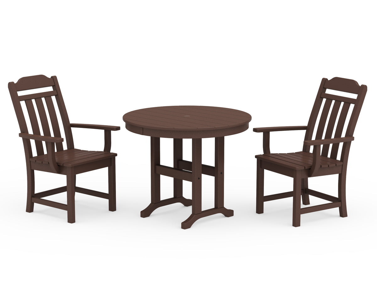 POLYWOOD Cottage 3-Piece Farmhouse Dining Set in Mahogany
