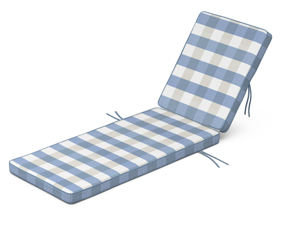 POLYWOOD Acadia Chaise Cushion in Buffalo Plaid Sky Blue