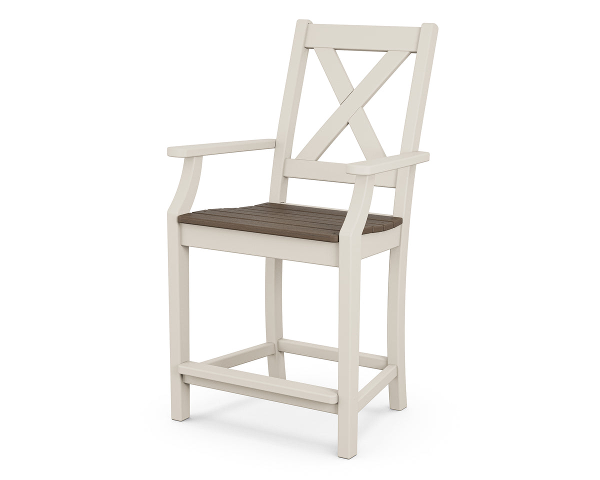 POLYWOOD Braxton Counter Arm Chair in Sand / Kona