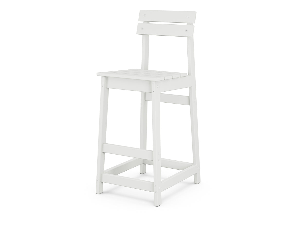 POLYWOOD Modern Studio Plaza Bar Chair in White
