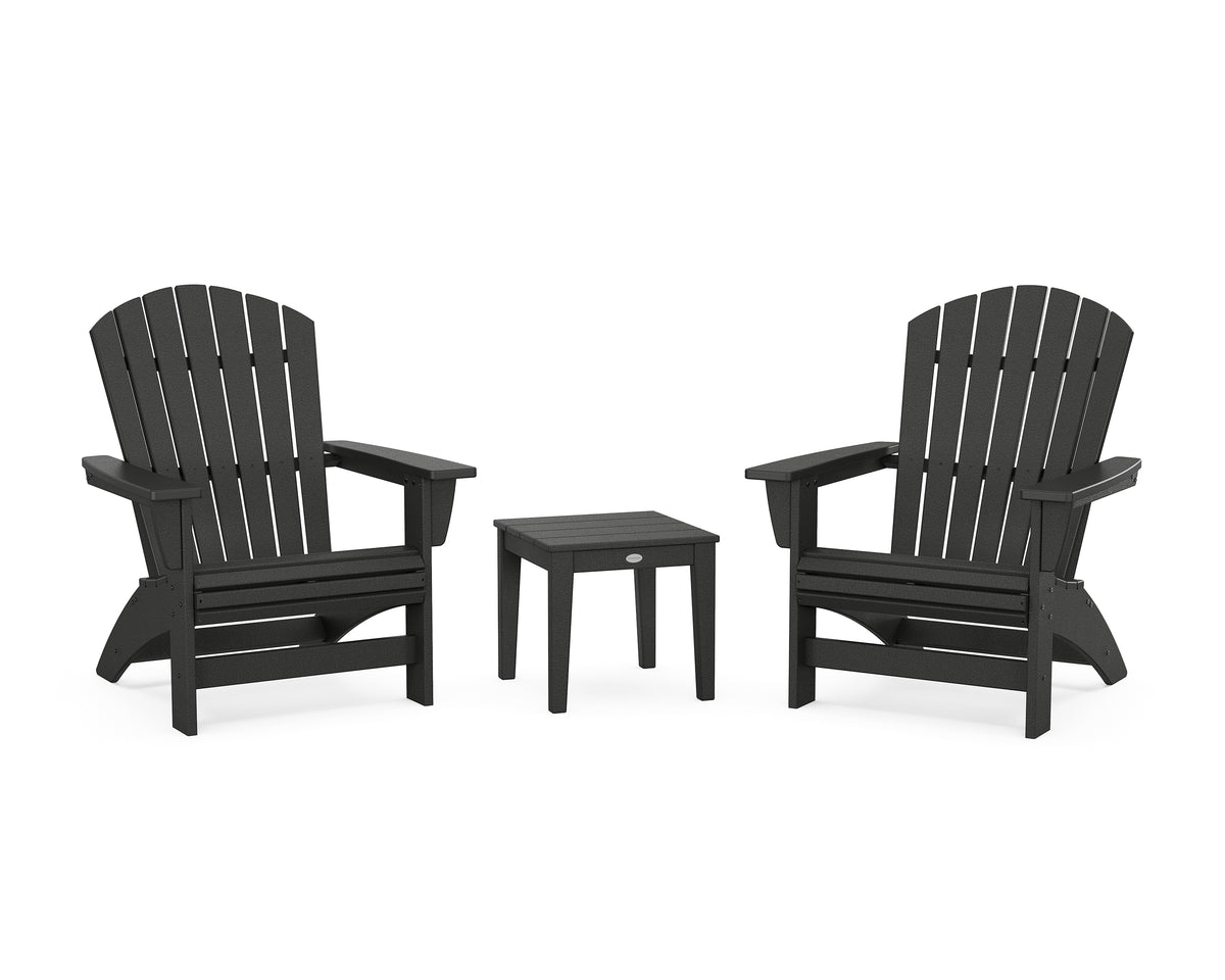POLYWOOD 3-Piece Nautical Grand Adirondack Set in Black