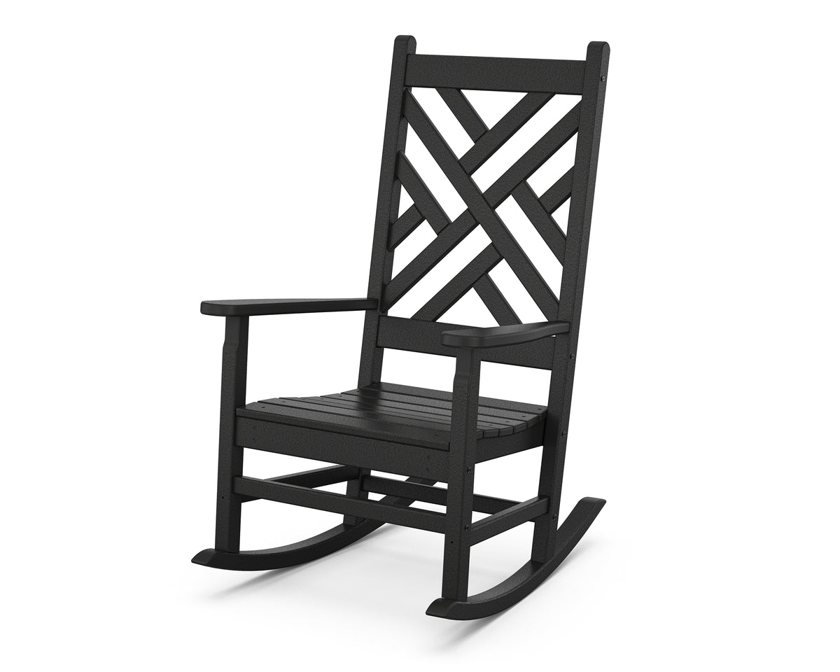 POLYWOOD Chippendale Porch Rocking Chair in Black