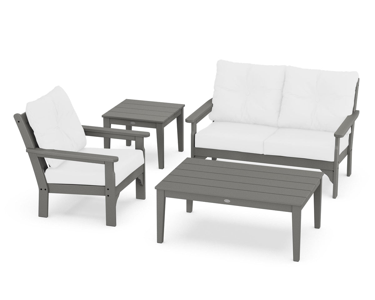 POLYWOOD Vineyard 4-Piece Deep Seating Set in Slate Grey / Natural