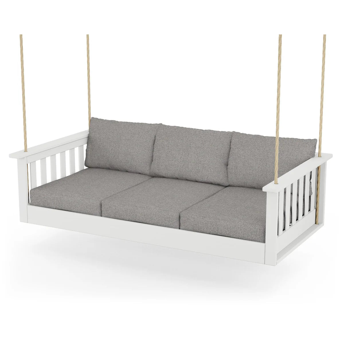 POLYWOOD Vineyard Daybed Swing in White / Grey Mist