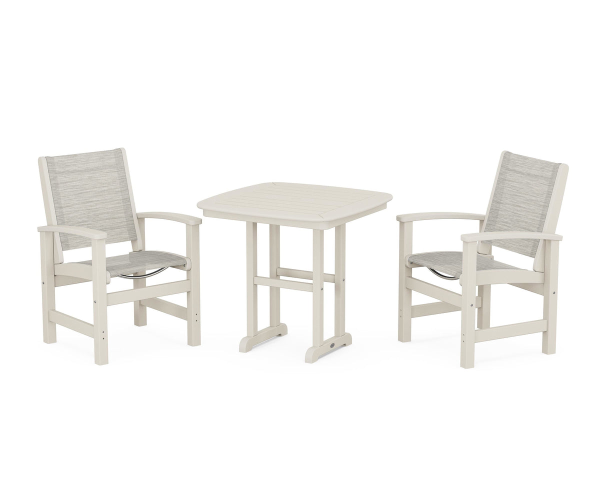 POLYWOOD Coastal 3-Piece Dining Set in Sand / Birch