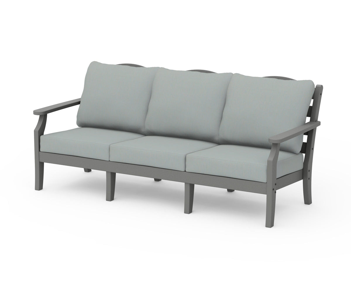 POLYWOOD Savannah Deep Seating Sofa in Slate Grey / Spa