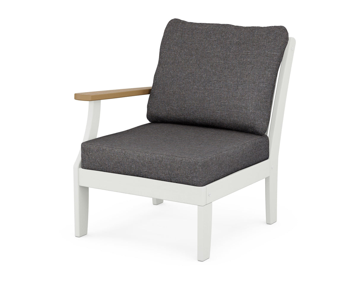 POLYWOOD Braxton Modular Left Arm Chair in White / Natural / Ash Charcoal