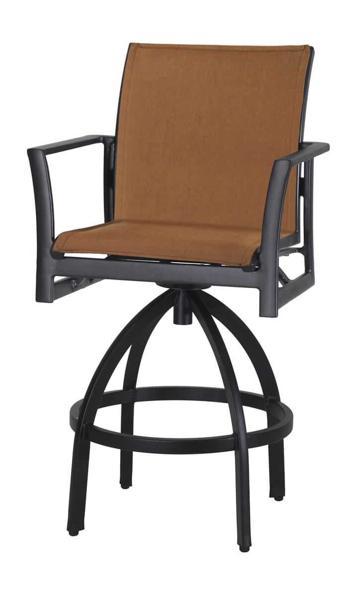 Gensun Echelon Padded Sling Swivel Bar Stool in Carbon