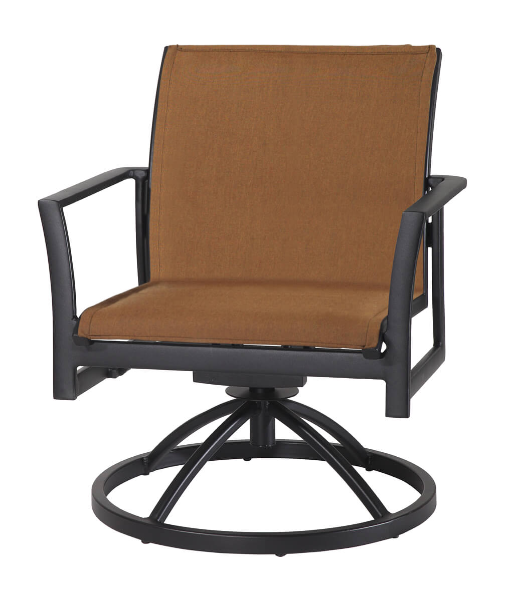 Gensun Echelon Padded Sling Swivel Rocking Lounge Chair in Carbon