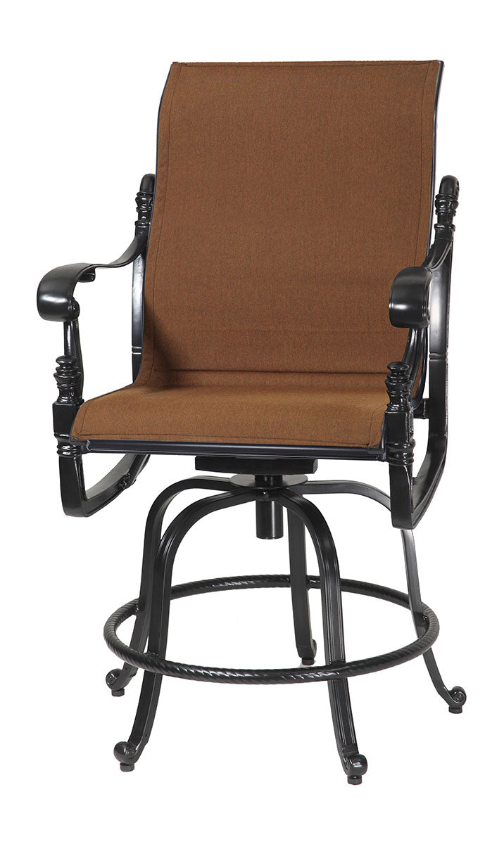 Gensun Florence Padded Sling Swivel Rocking Balcony Stool in Carbon