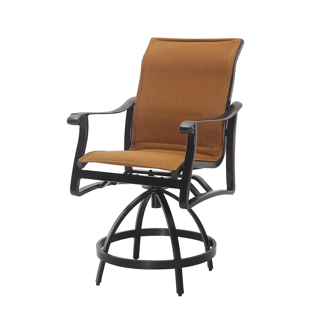 Gensun Lucerne Padded Sling Swivel Balcony Stool in Midnight Gold