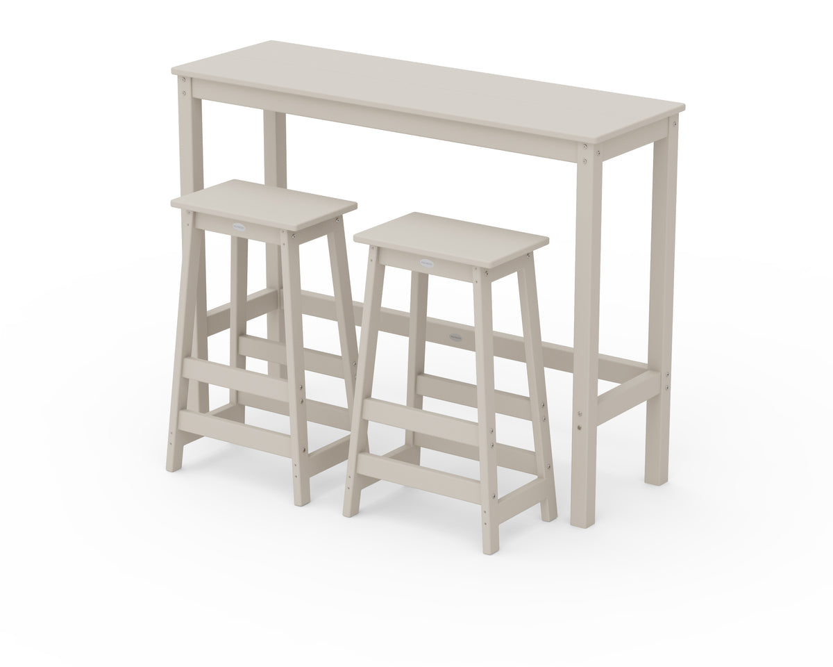 POLYWOOD Modern Studio Stool 3-Piece Bar Balcony Set in Sand