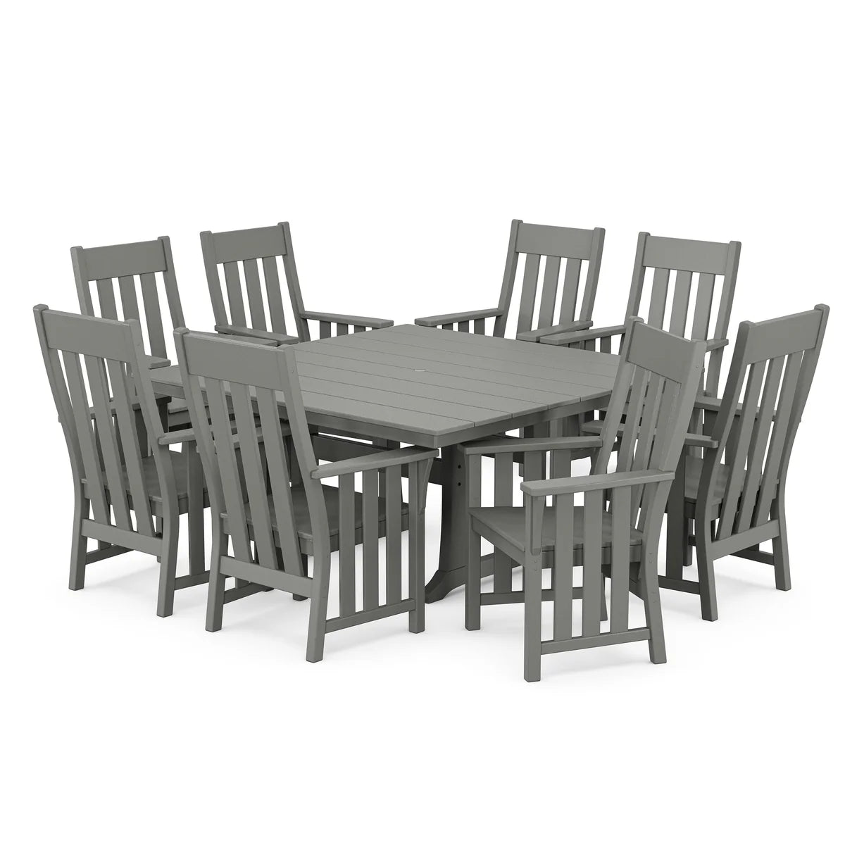 POLYWOOD Acadia 9-Piece Square Farmhouse Dining Set with Trestle Legs