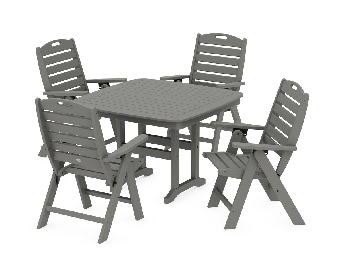POLYWOOD Nautical Highback Chair 5-Piece Dining Set in Slate Grey