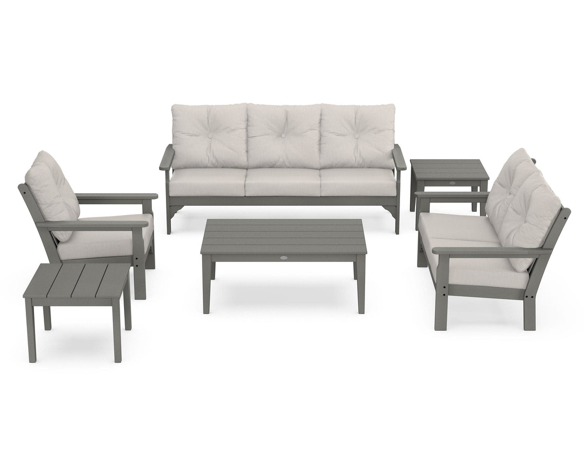 POLYWOOD Vineyard 6-Piece Deep Seating Set in Slate Grey / Cast Ash