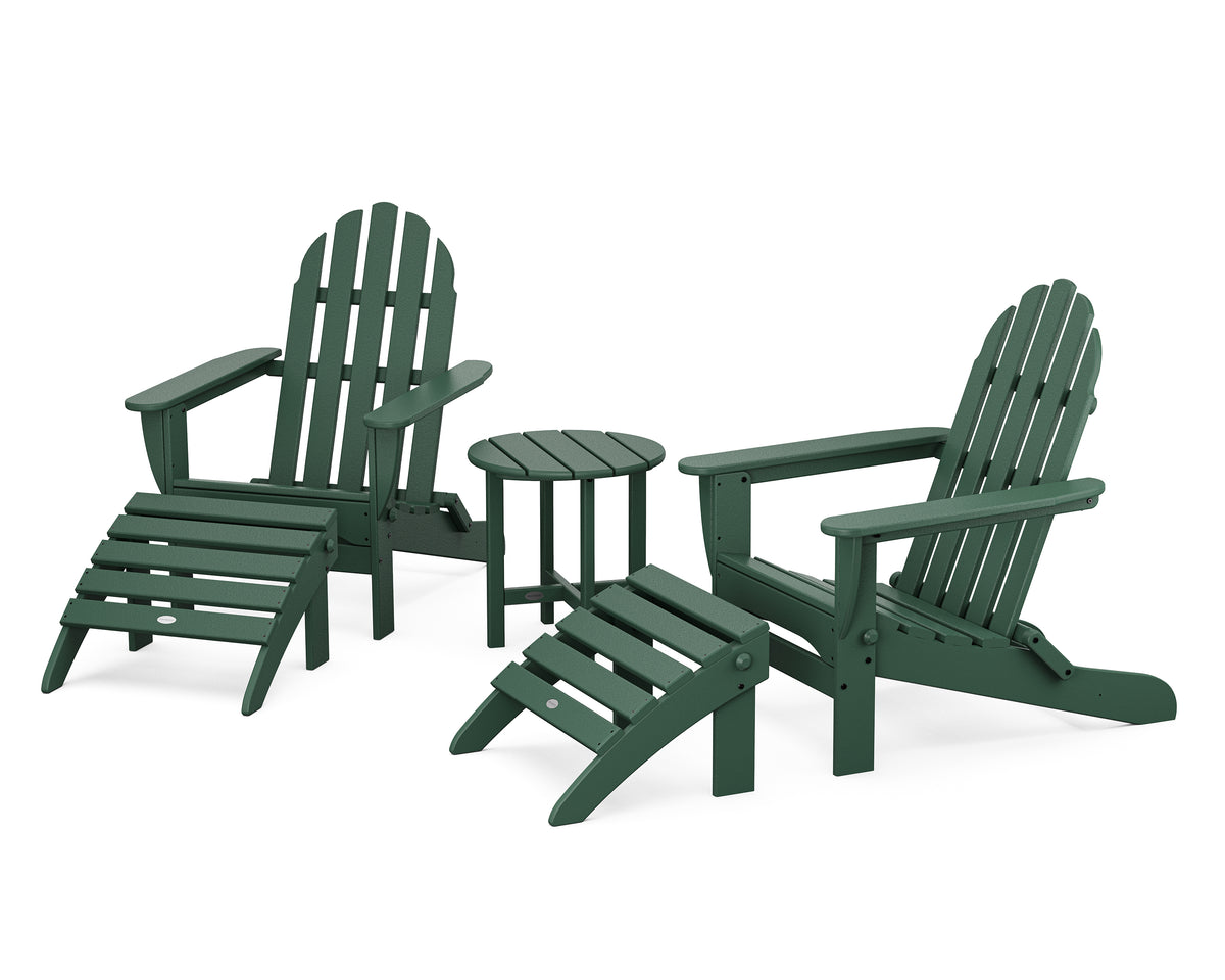 POLYWOOD Classic Adirondack 5-Piece Casual Set in Green