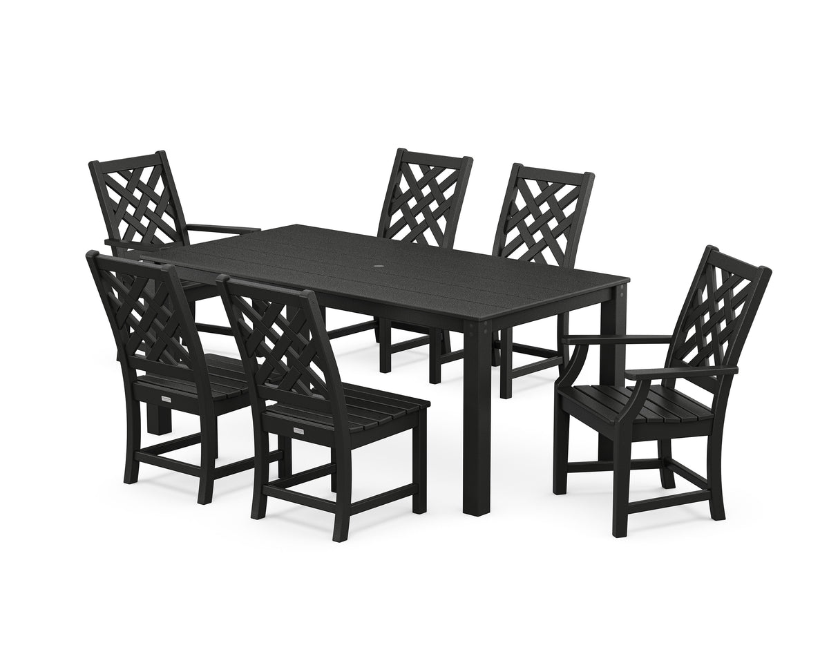 POLYWOOD Wovendale 7-Piece Parsons Dining Set in Black