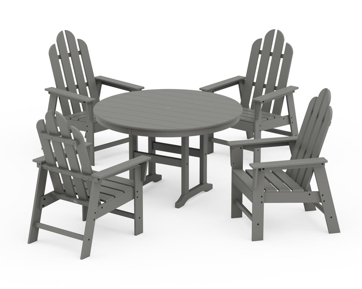 POLYWOOD Long Island 5-Piece Round Farmhouse Dining Set in Slate Grey