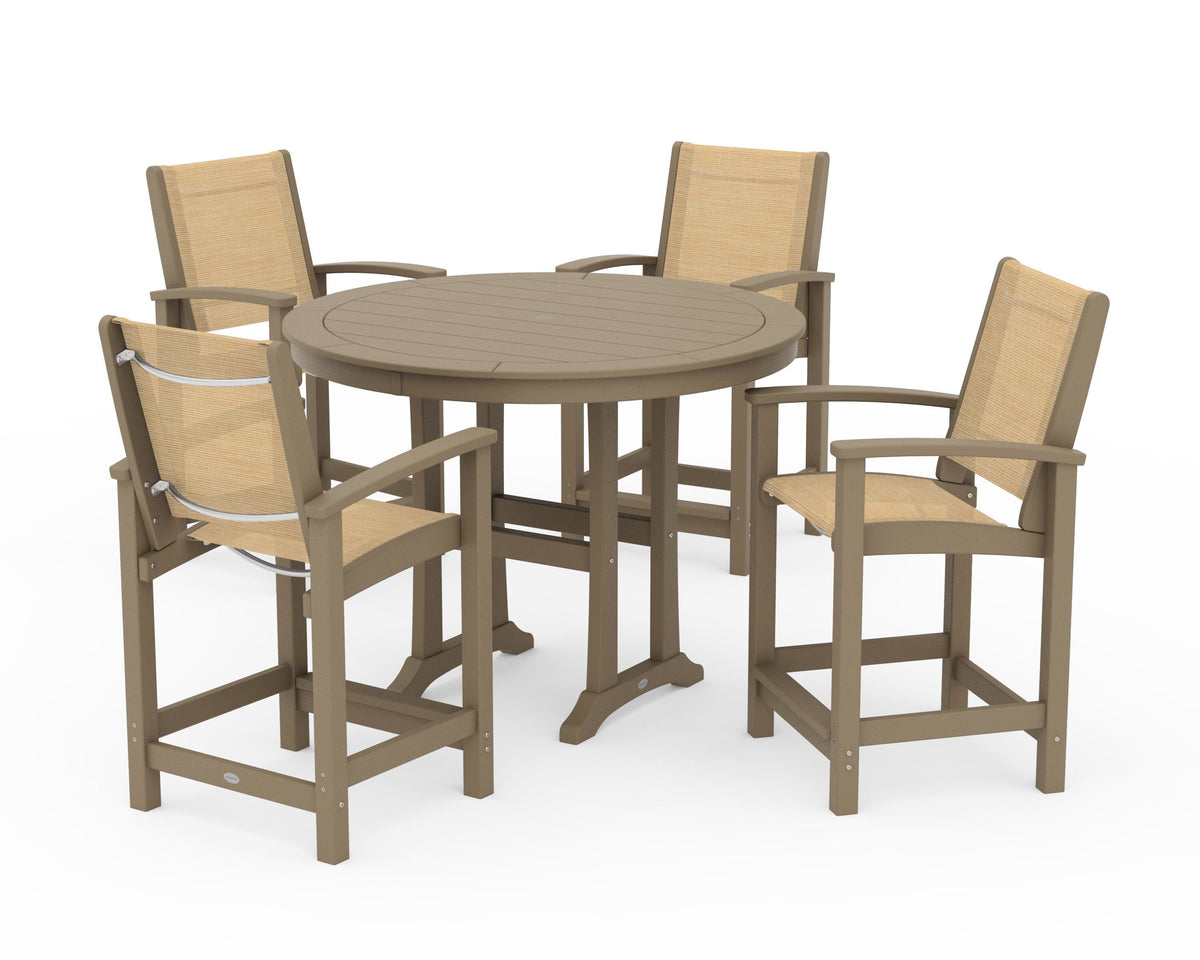 POLYWOOD Coastal 5-Piece Counter Set in Vintage Sahara / Dupioni Apricot