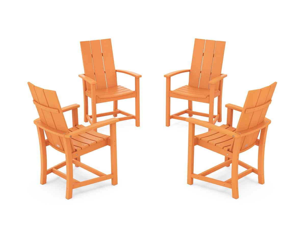 POLYWOOD Modern 4-Piece Upright Adirondack Conversation Set in Tangerine
