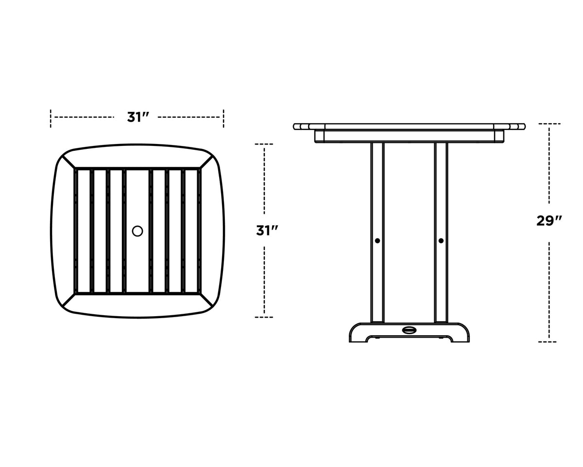 POLYWOOD Nautical 31" Dining Table dimensions
