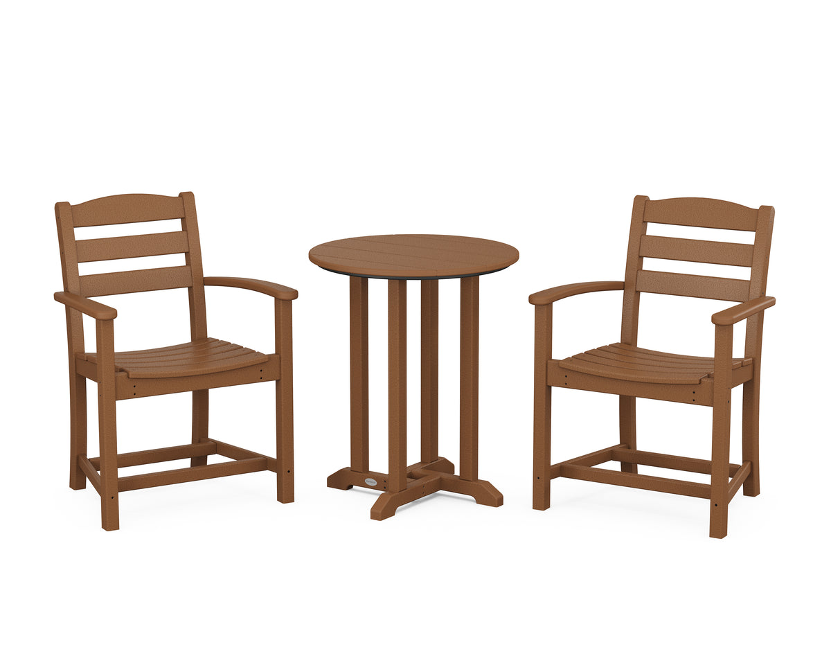 POLYWOOD La Casa Café 3-Piece Round Bistro Dining Set in Teak
