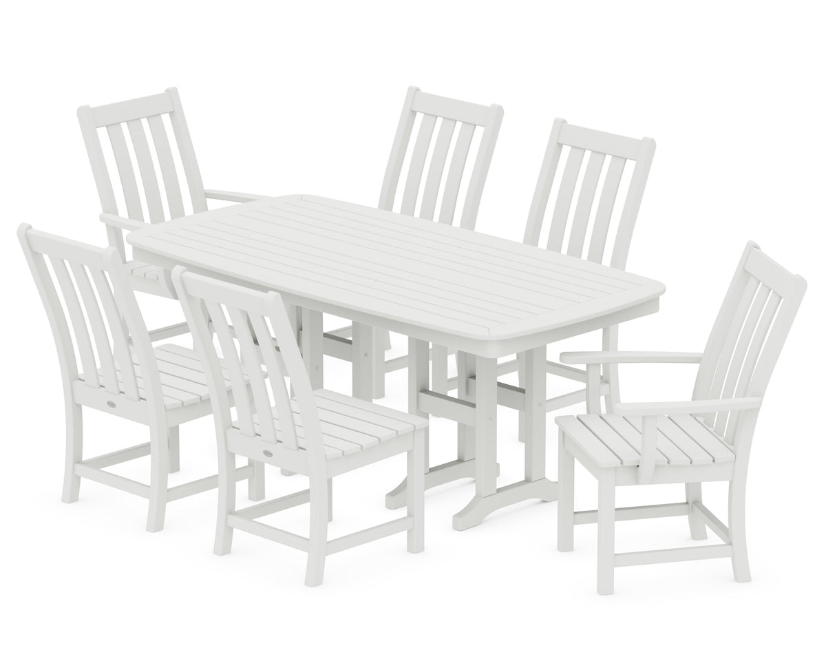 POLYWOOD Vineyard 7-Piece Dining Set - 37" x 72" Table in Vintage White
