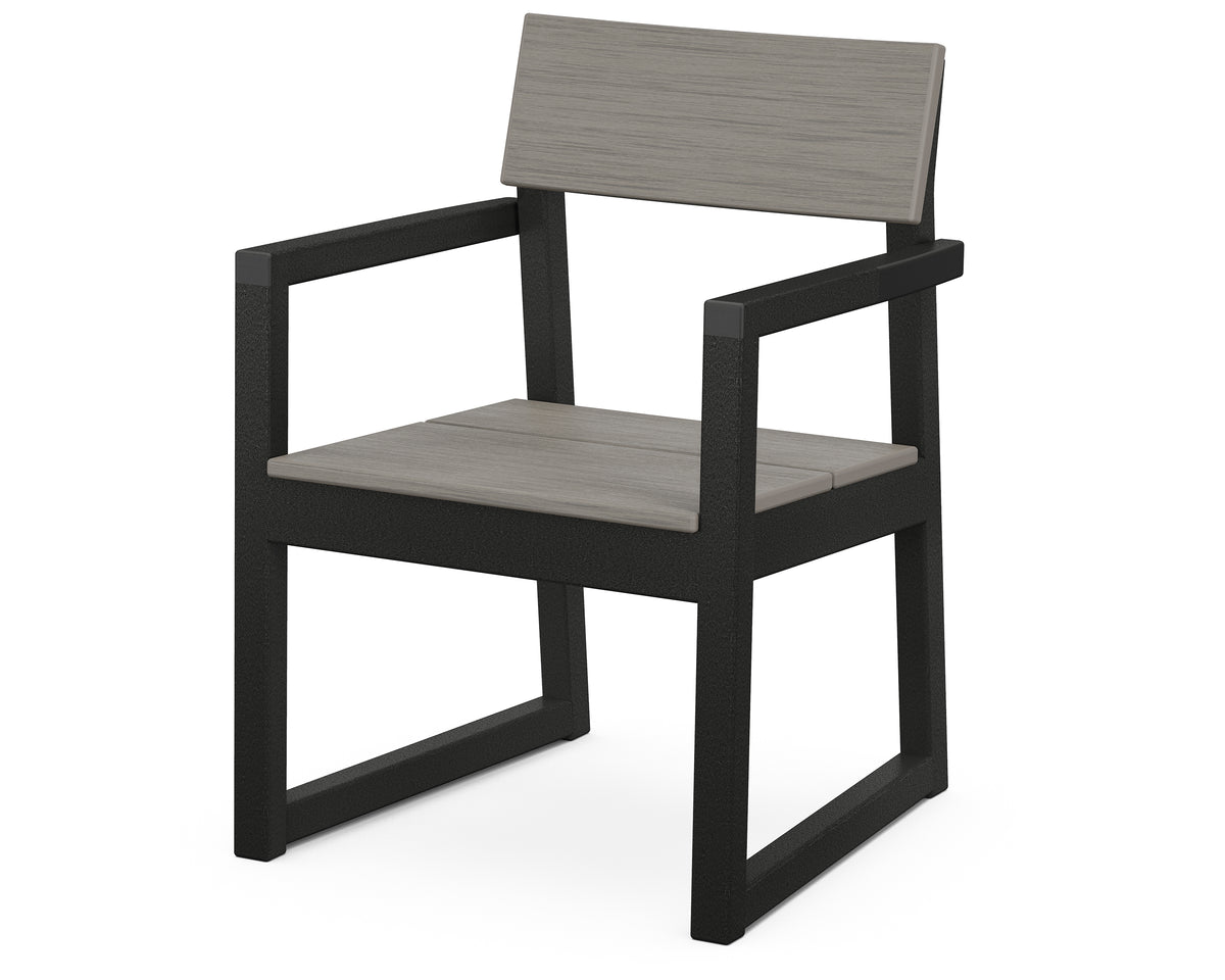 POLYWOOD EDGE Dining Arm Chair in Black / Driftwood