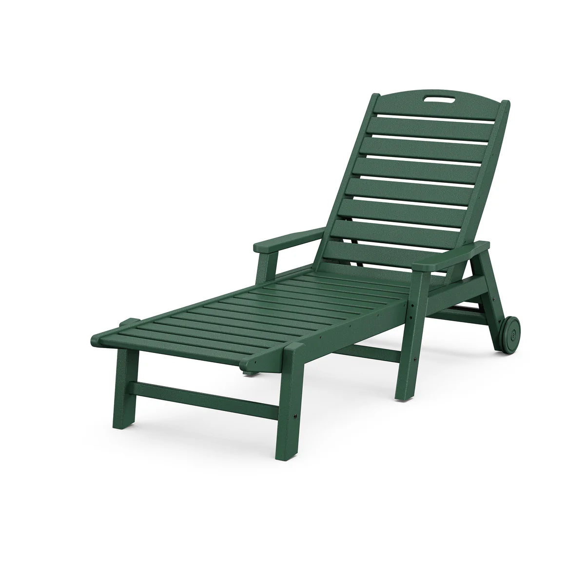 Green outdoor lounge chair on a white background