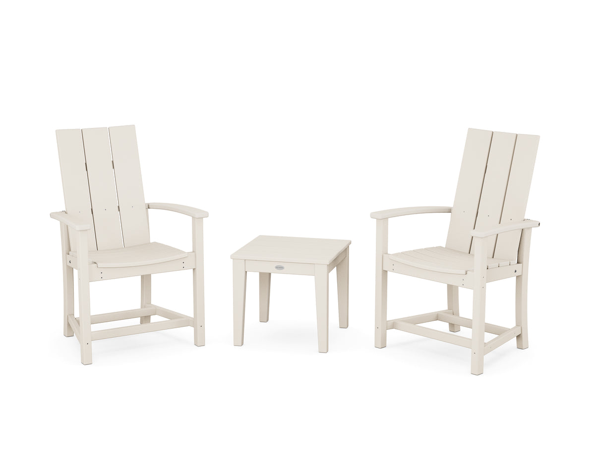 POLYWOOD Modern 3-Piece Upright Adirondack Chair Set in Sand