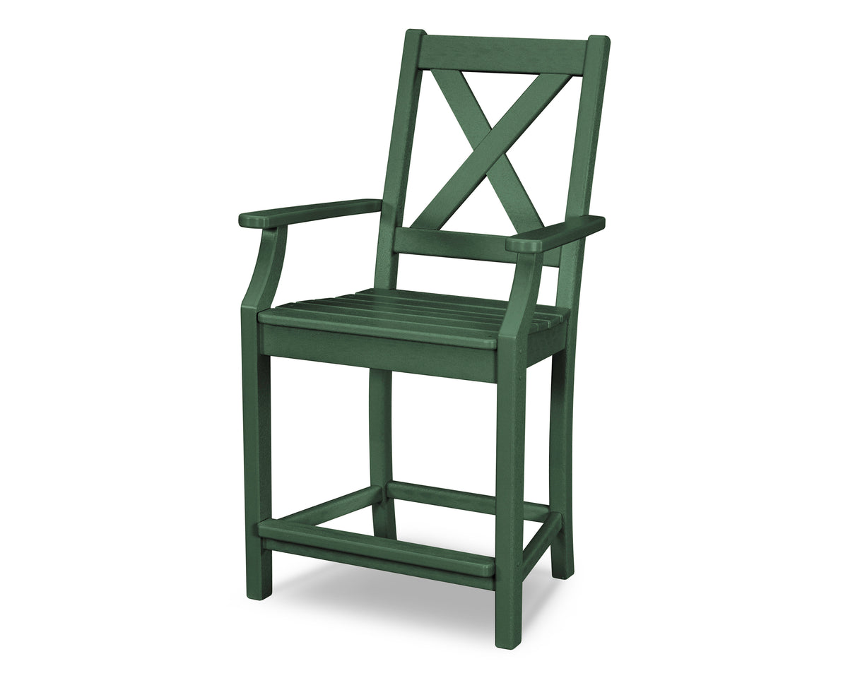 POLYWOOD Braxton Counter Arm Chair in Green