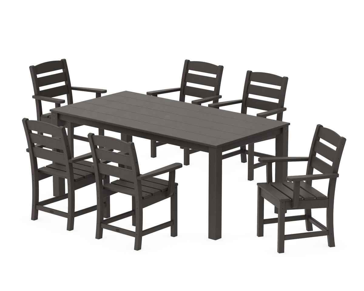 POLYWOOD Lakeside Arm Chair 7-Piece Parsons Dining Set in Vintage Coffee