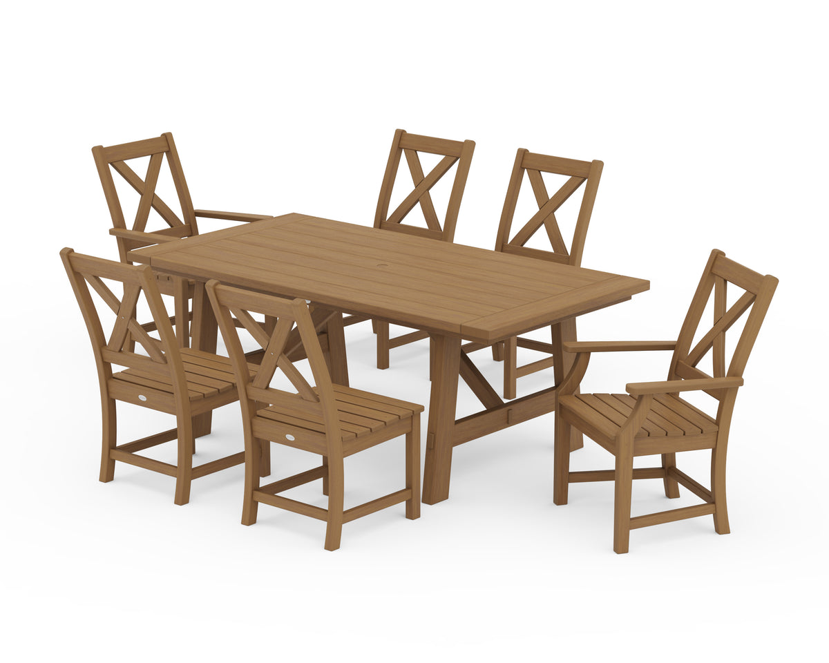 POLYWOOD Braxton 7-Piece Rustic Farmhouse Dining Set in Natural
