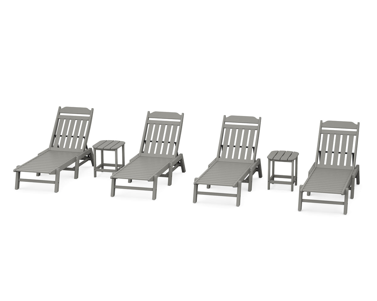 POLYWOOD Cottage 6-Piece Chaise Set in Slate Grey