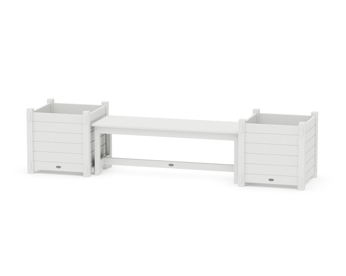 POLYWOOD 48" Nautical Straight Planter Bench Set - Large in White