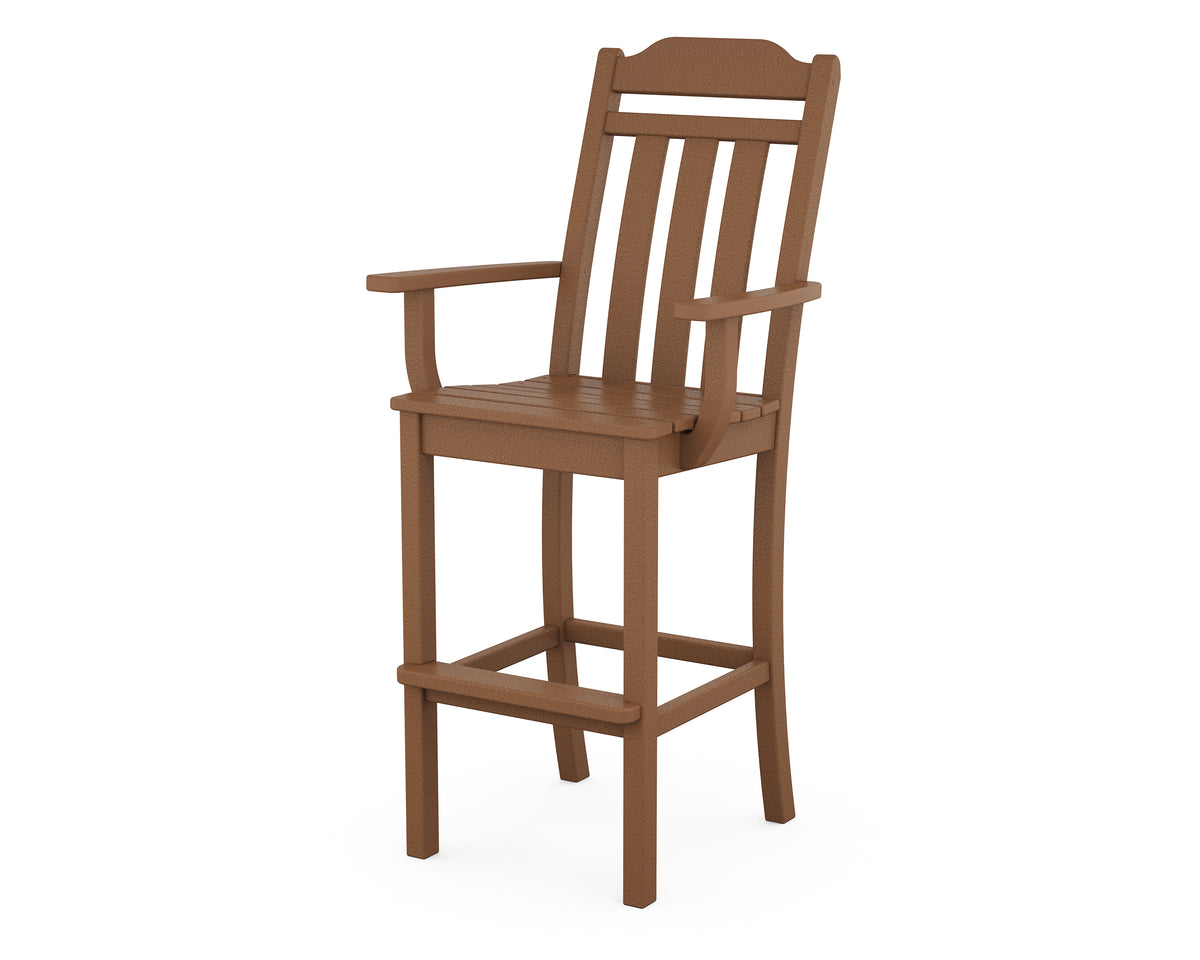 POLYWOOD Cottage Bar Arm Chair in Teak
