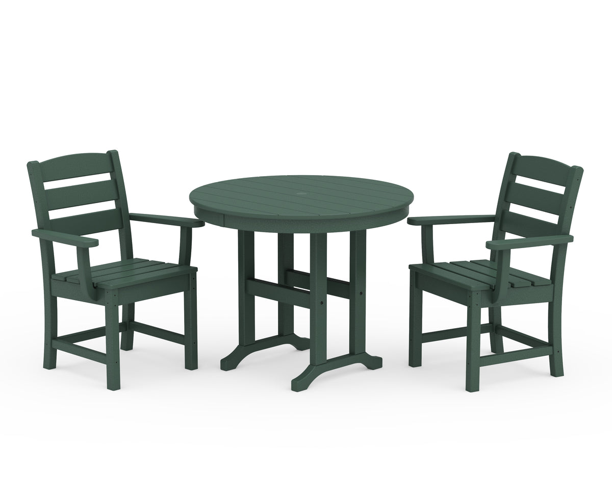 POLYWOOD Lakeside 3-Piece Round Dining Set in Green