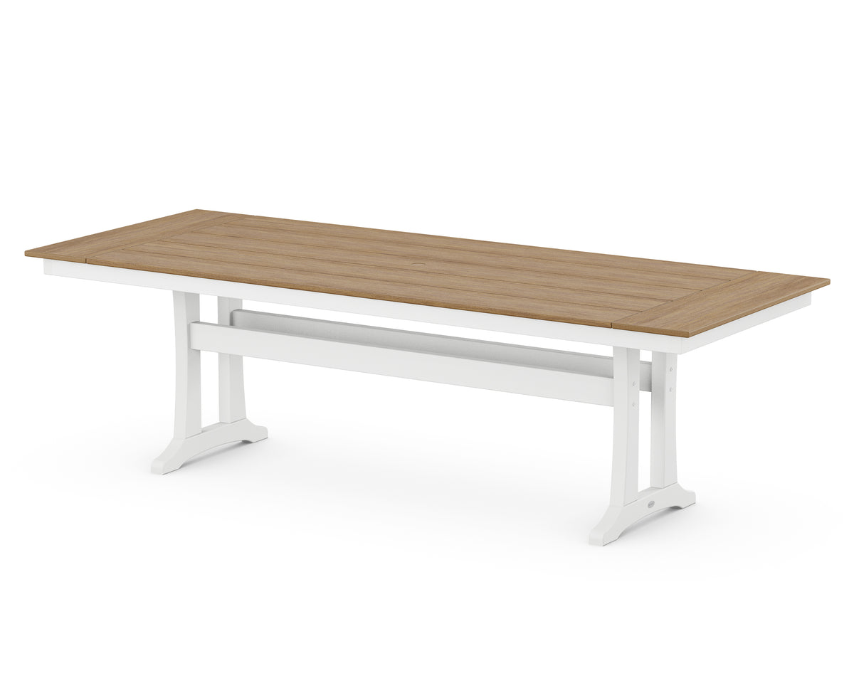 POLYWOOD Farmhouse Trestle 38" x 96" Dining Table in White / Natural