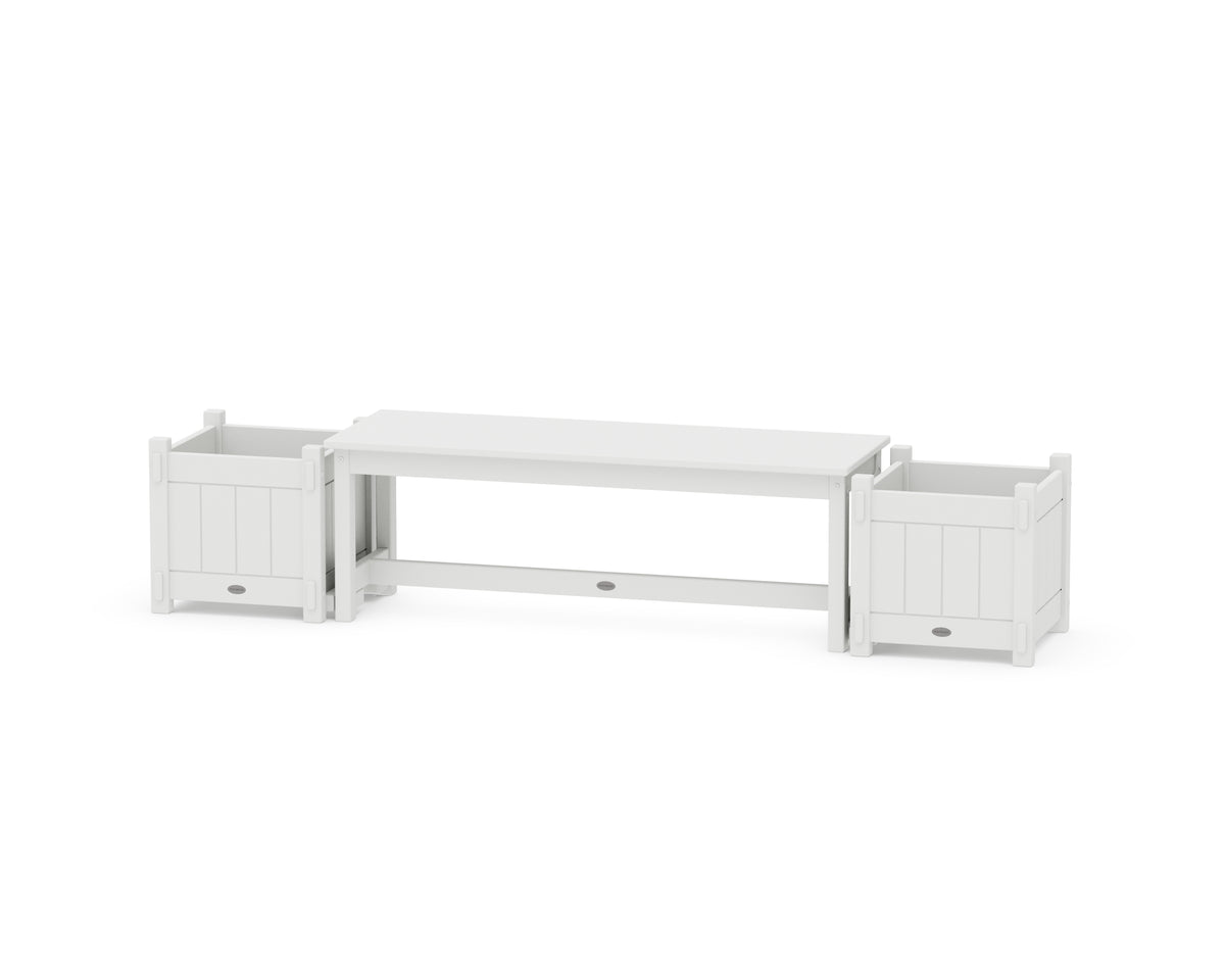 POLYWOOD 48" Vineyard Straight Planter Bench Set in White