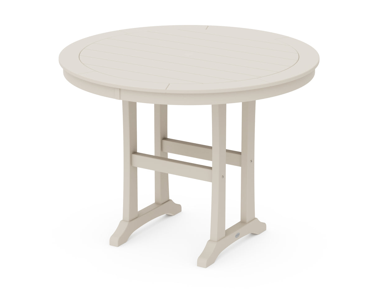 POLYWOOD Nautical Trestle 48" Round Counter Table in Sand