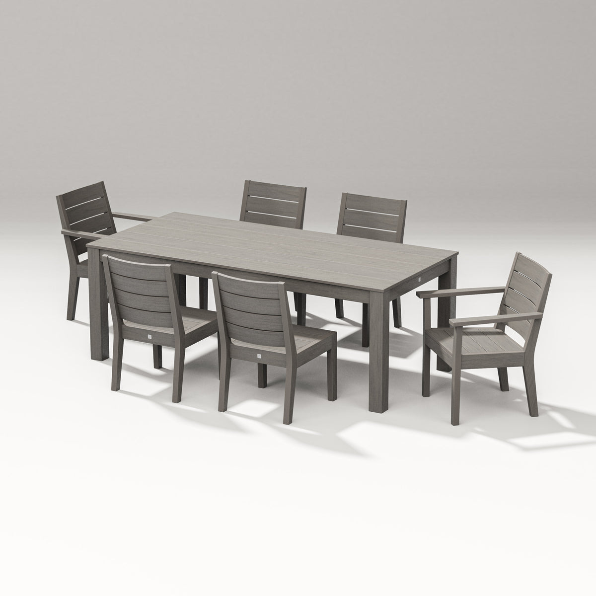 POLYWOOD Latitude 7-Piece Dining Set - 84" Table in Driftwood
