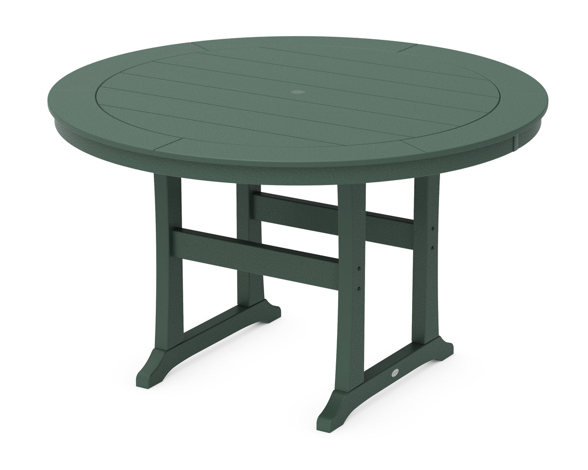 POLYWOOD Nautical Trestle 60" Round Counter Table in Green