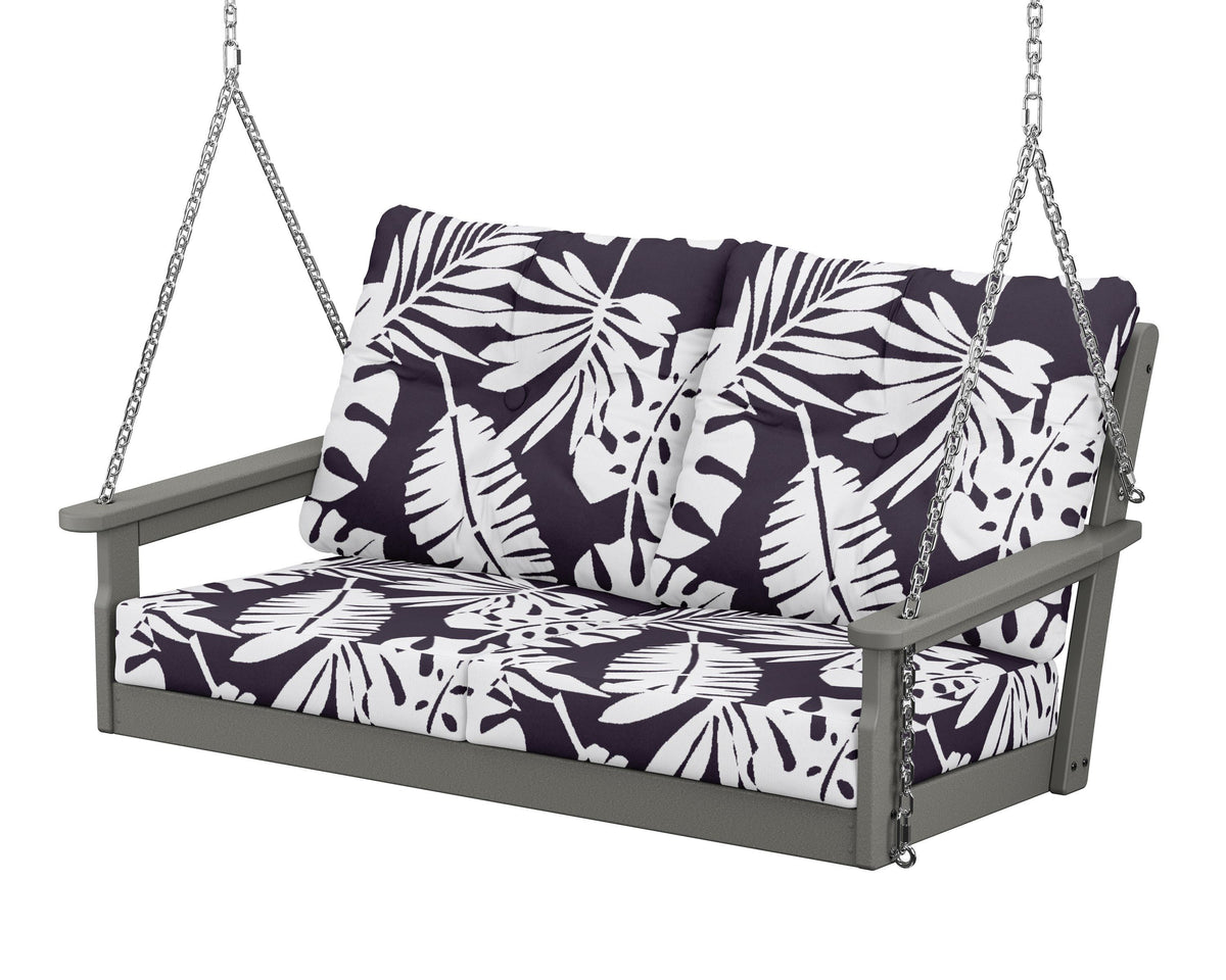 POLYWOOD Vineyard Deep Seating Swing in Slate Grey / Leaf Navy